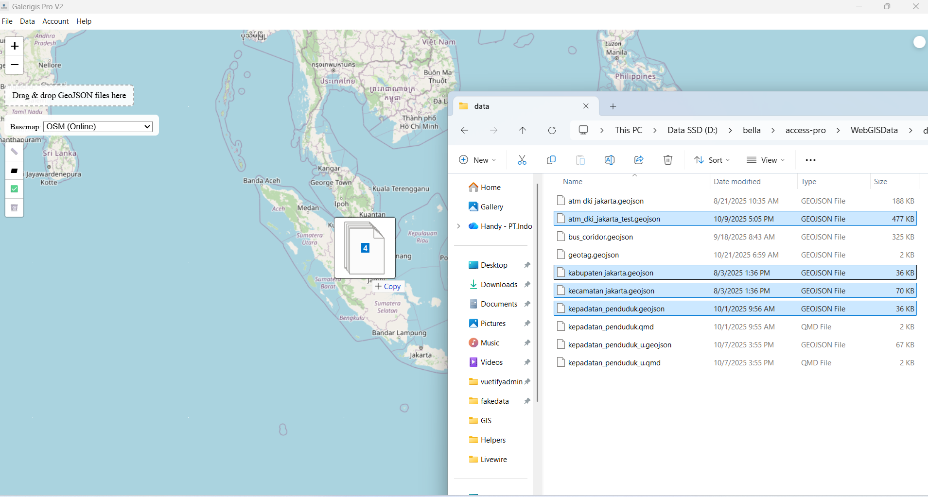 Ilustrasi Drag and Drop ke Peta