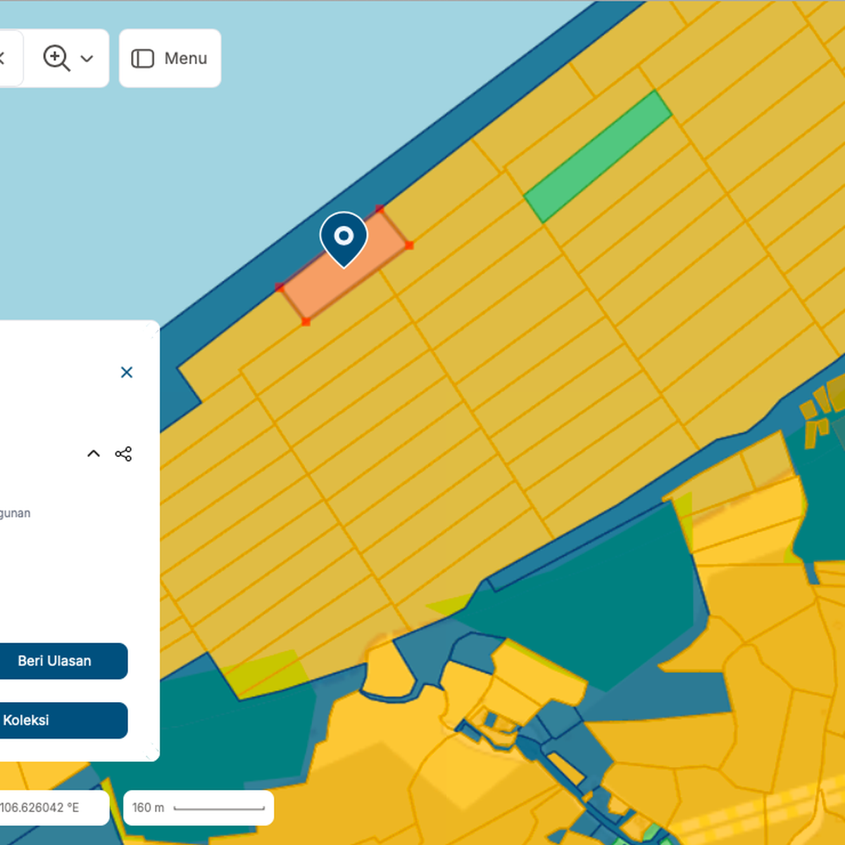 Peta bidang tanah di website bhumi.atrbpn.go.id overlay citra satelit