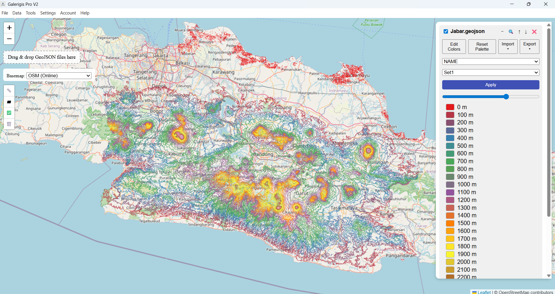 peta kontur di galerigis pro